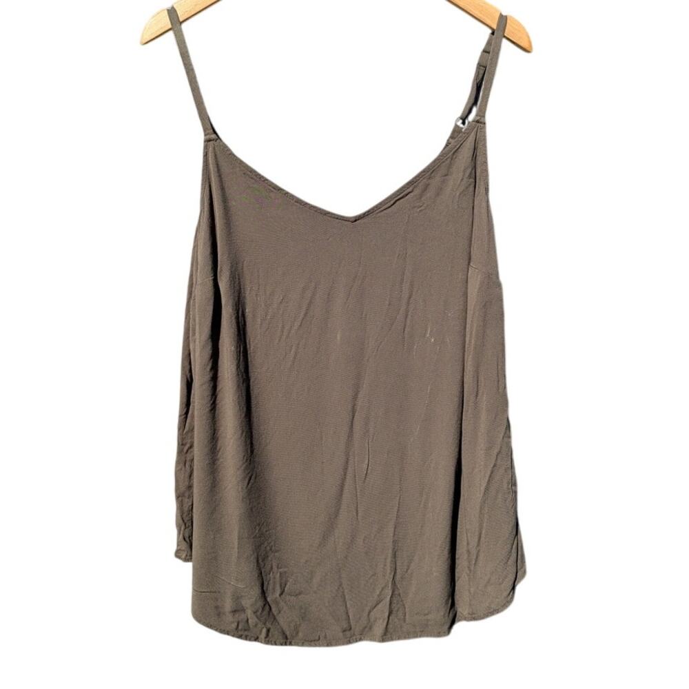 Torrid 2X granola olive green flowy tank top granola outdoorsy camp fairy witch